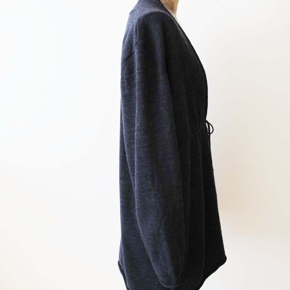 Eileen Fisher Charcoal Gray Merino Wool Tie Front Knit Duster Jacket Cardigan XL - Picture 2 of 7